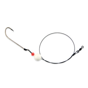 Aqua-Clear, Bluefish Wire Surf Rig, Bluefish / Striped Bass / Drum Fish, 3/0 XL Hook, 45 lb / 20.4 kg Surflon Black Wire, Glow Float