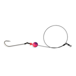 Aqua-Clear, Bluefish Wire Surf Rig, Bluefish / Striped Bass / Drum Fish, 3/0 XL Hook, 45 lb / 20.4 kg Surflon Black Wire, Pink Float