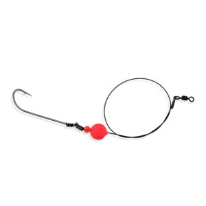 Aqua-Clear, Bluefish Wire Surf Rig, Bluefish / Striped Bass / Drum Fish, 3/0 XL Hook, 45 lb / 20.4 kg Surflon Black Wire, Red Float