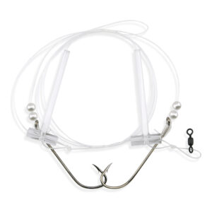 Aqua-Clear, Hi-Lo Pearl Rig, Flounder / Fluke / Sea Trout / Croaker, 3/0 XL Nickel Hook, AFW Swivel, 40 lb / 18.1 kg Grand Slam Mono, T-Standoff, Pearls