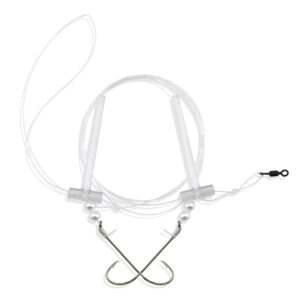 Aqua-Clear, Hi-Lo Pearl Rig, Flounder / Fluke / Sea Trout / Croaker, 1/0 Nickel Hook, AFW Swivel, 40 lb / 18.1 kg Grand Slam Mono, T-Standoff, Pearls