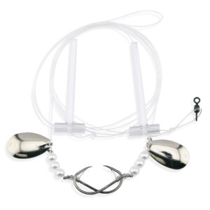 Aqua-Clear, Hi-Lo Pearl Rig, Flounder / Fluke / Sea Trout / Croaker, 4/0 Black Nickel Octopus Hook, AFW Swivel, 40 lb / 18.1 kg GS Mono, T-Standoff, Pearls