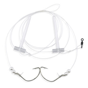 Aqua-Clear, Hi-Lo Pearl Rig, Flounder / Fluke / Sea Trout / Croaker, 2/0 Nickel Wide Gap Hook, AFW Swivel, 40 lb / 18.1 kg Grand Slam Mono, T-Standoff, Pearls