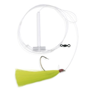 Aqua-Clear, Hair Teaser Rig, Flounder / Fluke / Sea Trout / Weakfish / Croaker, 3/0 Nickel Wide Gap Hook, AFW Swivel, 40 lb / 18.1 kg Grand Slam Mono, T-Standoff, Yellow Hair