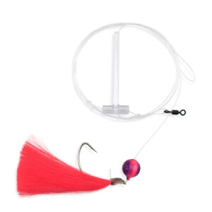Aqua-Clear, Float & Hair Single Rig, Flounder/Fluke/Sea Trout/Croaker, 2/0 Nickel Wide Gap Hook, AFW Swivel, 40 lb / 18.1 kg GS Mono, T-Standoff, Pink Float, Pink Hair