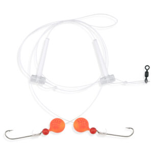 Aqua-Clear, Hi-Lo Combo Rig, Kingfish / Spot / Perch, Size 8 XL Hooks, AFW Swivel, 25 lb / 11.3 kg Grand Slam Mono, T-Standoff, Red Beads, Chartreuse Floats