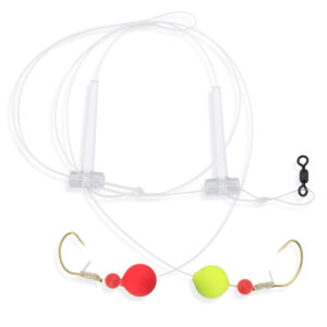 Aqua-Clear, Hi-Lo Combo Rig, Kingfish / Spot / Perch, Size 6 Kahle Hooks, AFW Swivel, 25 lb / 11.3 kg Grand Slam Mono, T-Standoff, Red Beads, Chartreuse Floats