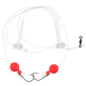 Aqua-Clear, Hi-Lo Combo Rig, Kingfish / Spot / Perch, Size 2 Demon Circle Hooks, AFW Swivel, 25 lb / 11.3 kg Grand Slam Mono, T-Standoff, Red Beads, Orange Floats