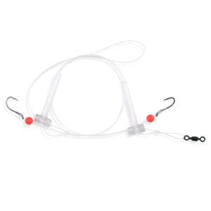 Aqua-Clear, Hi-Lo Combo Rig, Kingfish / Spot / Perch, Size 4 Black Nickel Octopus Hooks, AFW Swivel, 25 lb / 11.3 kg Grand Slam Mono, T-Standoff, Red Beads, No Floats