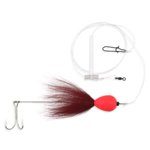 Aqua-Clear, Mullet Rig, Bluefish/Striped Bass/Rockfish/Drum, 3/0 Mustad Dbl Hook, AFW Swivel, 60 lb / 27.2 kg GS Mono, T-Standoff, SS Straight Wire, Red Hair, Red Float