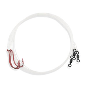 Aqua-Clear, Spade Fish Snelled Hooks, 1/0 Ultrapoint Red Hook, 30 lb / 13.6 kg Triple Fish Fluorocarbon 36 in / 91.4 cm, 3 pc