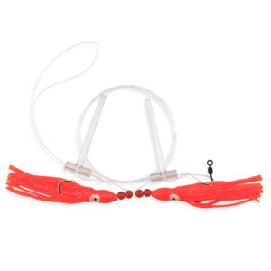 Aqua-Clear, Hi-Lo Combo Rig, Sea Bass / Porgy / Triggerfish / Sheepshead, 3/0 Gold Color Octopus Hook, AFW Swivel, 40 lb / 18.1 kg, T-Standoff, Green Beads, Orange Squid