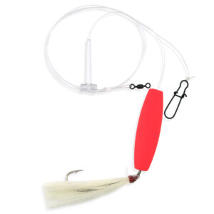 Aqua-Clear, Surf Float Rig, Flounder / Fluke / Striped Bass / Weakfish / Bluefish, 3/0 XL Hook, AFW Swivel, 60 lb / 27.2 kg Grand Slam Mono, White Hair, Red Cigar Float