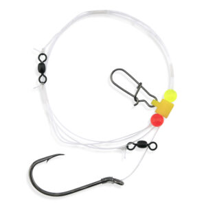 Aqua-Clear, Long Casting Rig, Flounder/Fluke/StripedBass/Rockfish/Weakfish, 8/0 Black Nickel Octopus Hook, AFW Swivel, 60 lb / 27.2 kg Grand Slam Mono, Modified Fish Finder