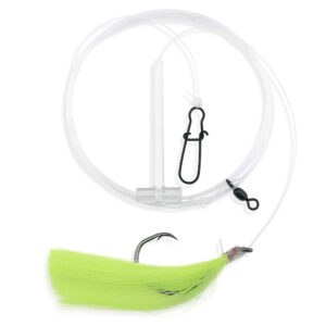 Aqua-Clear, Striped Bass Teaser Rig, Striped Bass / Rockfish / Drum, 7/0 Nickel Octopus Hook, AFW Swivel, 60 lb / 27.2 kg GS Mono 36 in / 92.4 cm, T-Standoff, Chartreuse Hair