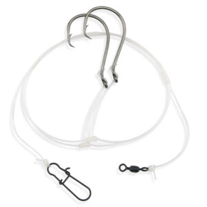 Aqua-Clear, Hi-Lo Clam Tandem Rig, Striped Bass / Rockfish / Drum, 8/0 Circle Hooks, AFW Swivel, 60 lb / 27.2 kg Grand Slam Mono 18 in / 45.7 cm