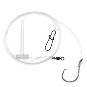 Aqua-Clear, Eel Dropper Loop Rig, Striped Bass  /Rockfish / Drum, 7/0 Circle Hook, AFW Swivel, 60 lb / 27.2 kg Triple Fish Fluorocarbon 4 ft / 1.2 m, T-Standoff