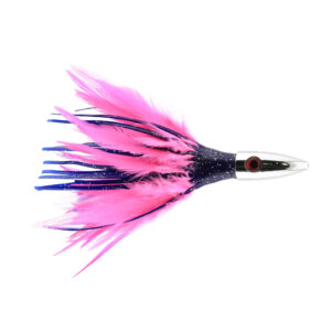 Billy Baits, Ahi Slayer Lure, Blue/Pink Feather/Vinyl Skirt, 5 in / 12.7 cm