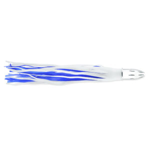 Billy Baits, Mister Big Lure, White/Blue PVC Skirt, 16 oz / 453 g Head, 16 in / 40.6 cm