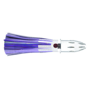 Billy Baits, Mister Big Lure, Black/Purple Mylar Skirt, 16 oz / 453 g Head, 9 in / 22.8 cm