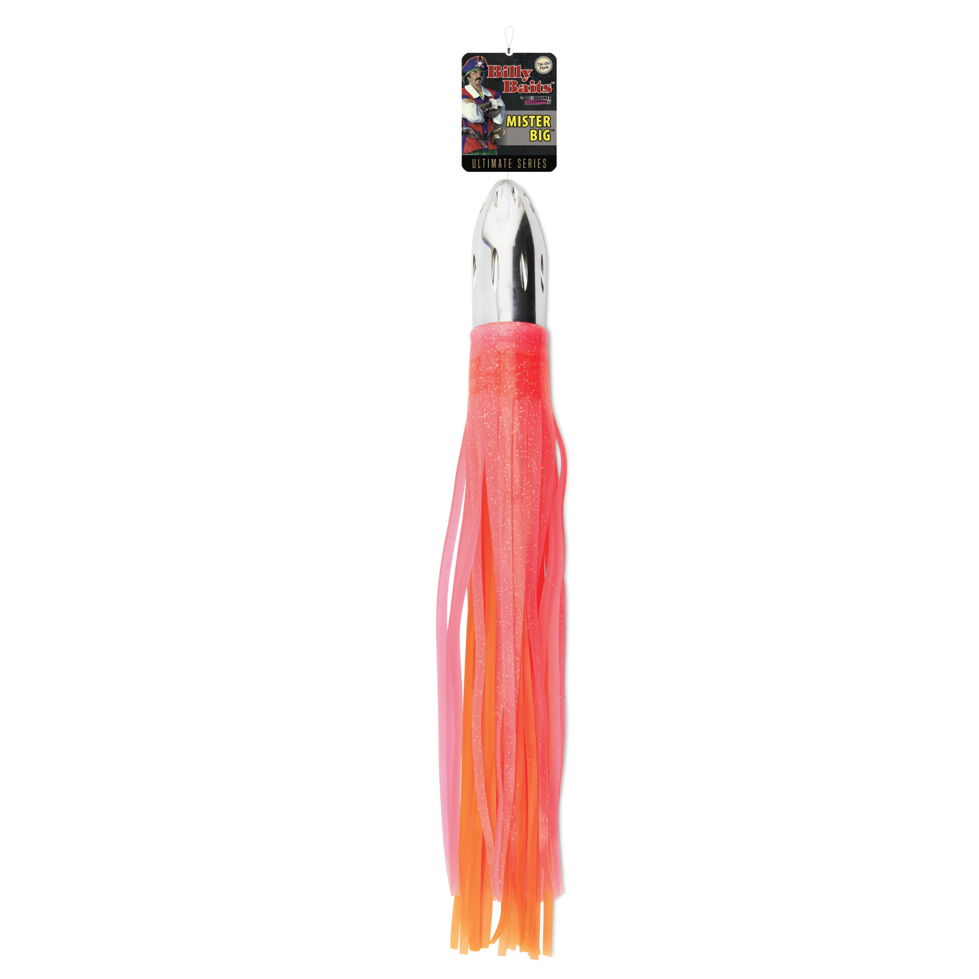 Billy Baits, Mister Big Lure, Ultimate Series, Tie on Skirt Version, Pink/Orange PVC Skirt, XL, 16 oz / 454 g Head, 16 in / 40.6 cm - Image 5
