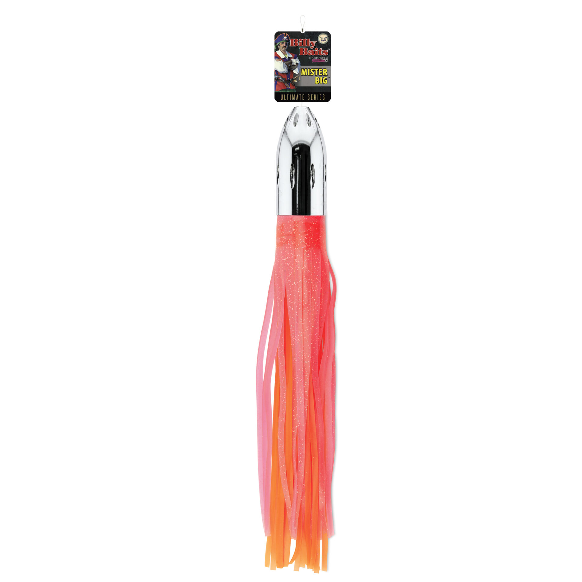 Billy Baits, Mister Big Lure, Ultimate Series, Tie on Skirt Version, Pink/Orange PVC Skirt, XL, 16 oz / 454 g Head, 16 in / 40.6 cm - Image 4