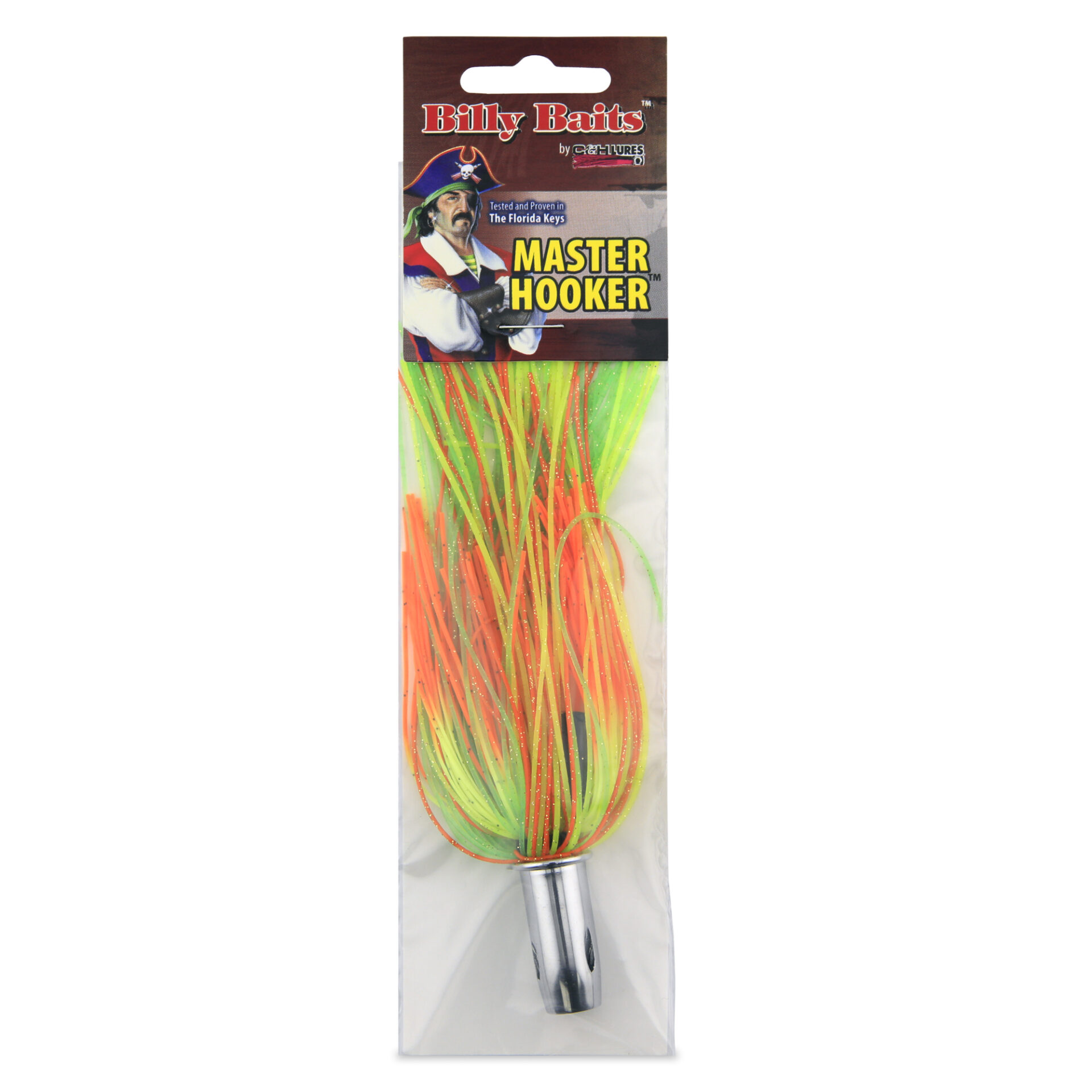 Billy Baits, Master Hooker Lure, Green/Yellow/Orange Firetip, Concave Head, 5.5 in / 14 cm - Image 2
