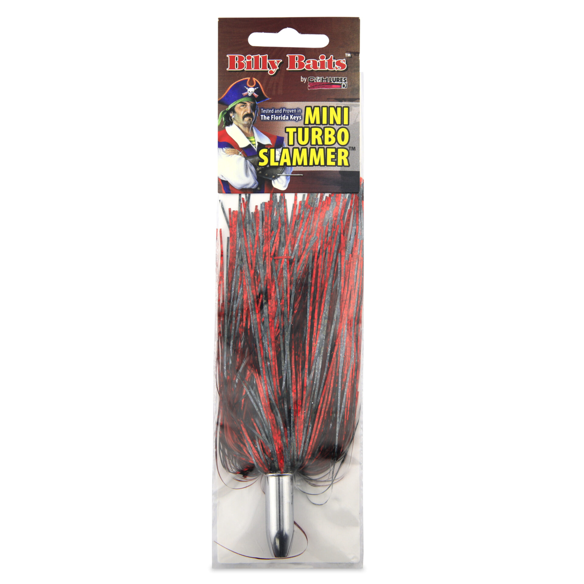 Billy Baits, Mini Turbo Slammer Lure, Black-Red/Red, Concave Head, 5.5 in / 14 cm - Image 2