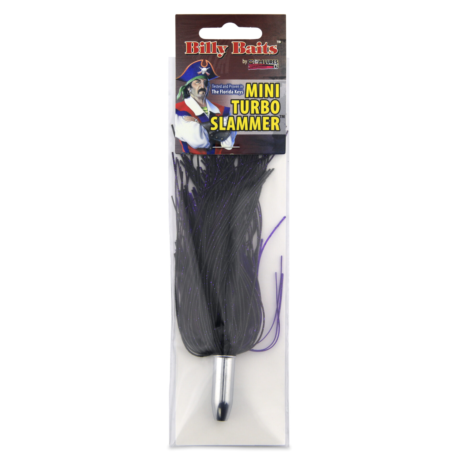 Billy Baits, Mini Turbo Slammer Lure, Black/Purple/Purple Firetip, Concave Head, 5.5 in / 14 cm - Image 2