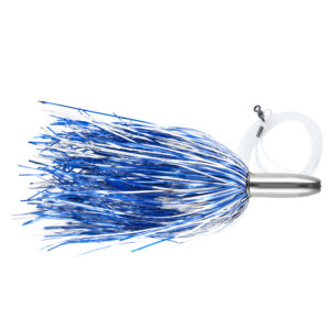 Billy Baits, Mini Turbo Slammer Rigged & Ready, Blue Silver/Blue Firetip, Concave Head, 7/0 Mustad Hook, AFW Swivel, 100 lb / 45.3 kg Grand Slam Mono Line, 6 ft / 1.8 m