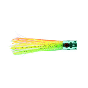 Billy Baits, Magnum Turbo Whistler Lure, Green/Chartreuse/Orange/Pearl Skirt, 2 oz / 56.6 g Head