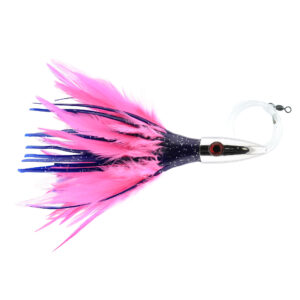 Billy Baits, Ahi Slayer Rigged & Ready, Blue/Pink Feather Skirt, 7/0 Mustad Hook, AFW Swivel, 100 lb / 45.3 kg Grand Slam Mono Line, 6 ft / 1.8 m