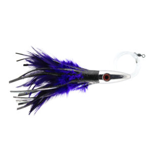 Billy Baits, Ahi Slayer Rigged & Ready, Black/Prpl Feather Skirt, 7/0 Mustad Hook, AFW Swivel, 100 lb / 45.3 kg Grand Slam Mono Line, 6 ft / 1.8 m