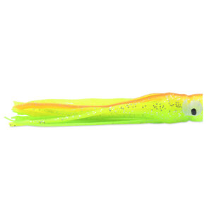 C&H, Lil Bubbler Lure, Green/Chartreuse/Orange Skirt, Concave Head, 5.5 in / 14 cm