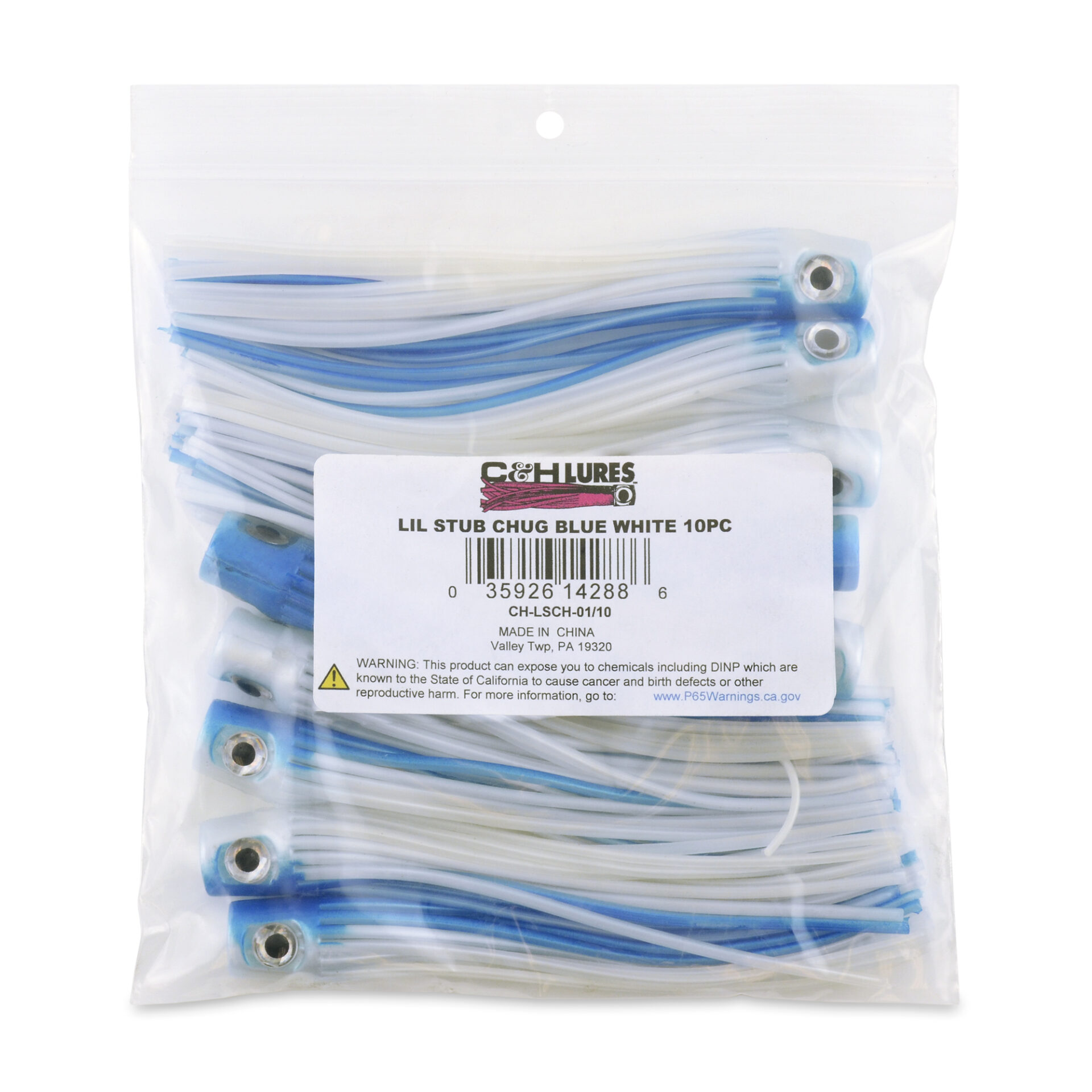 C&H, Lil Stubby Chugger Lure, Blue/White, 5.5 in / 14 cm, 10 pc - Image 2