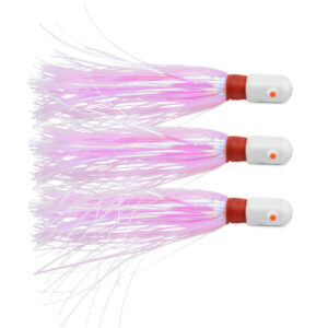 C&H, Pearl Baby Lure, Pink/Pearl Tinsel Skirt, 3/4 oz / 21.2 g Head, 2.5 in / 6.35 cm, 3 pc