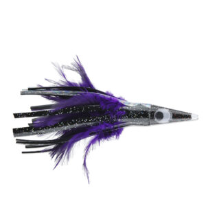 C&H, Tuna Tango Feather Lure, Black Foil/Purple Feather Skirt, 5.25 in / 13.3 cm