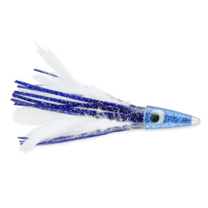 C&H, Tuna Tango XL Feather Lure, Blue/White Feather Skirt, 6.5 in / 16.5 cm