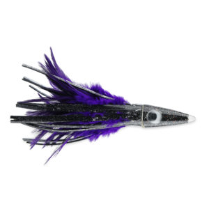 C&H, Tuna Tango XL Feather Lure, Black Foil/Purple Feather Skirt, 6.5 in / 16.5 cm