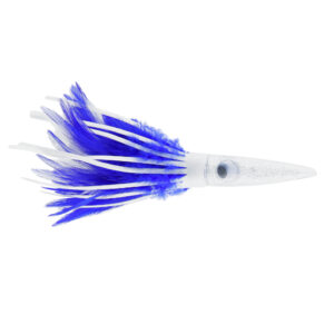 C&H, Wahoo Whacker Feather Lure, White/Blue Feather Skirt, 9 in / 22.8 cm