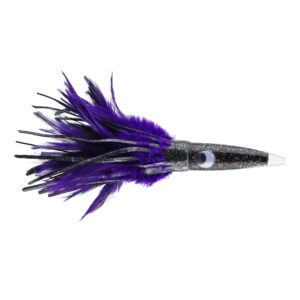 C&H, Wahoo Whacker Feather Lure, Black Foil/Purple Feather Skirt, 9 in / 22.8 cm