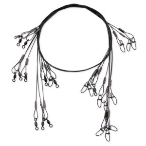 Surflon Leaders Vari Pack, Nylon Coated 1x7 Stainless Steel Wire, Sleeve, Swivel, LockSnap, 20 lb 6 in (3) | 30 lb - 9 in (3), 12 in (3), 18 in (3) | Black, 12 pc total
