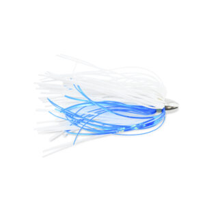 C&H, King Buster Lure, White/Blue Mylar Skirt, 1/8 oz / 3.5 g Head, 2.5 in / 6.35 cm, 100 pc