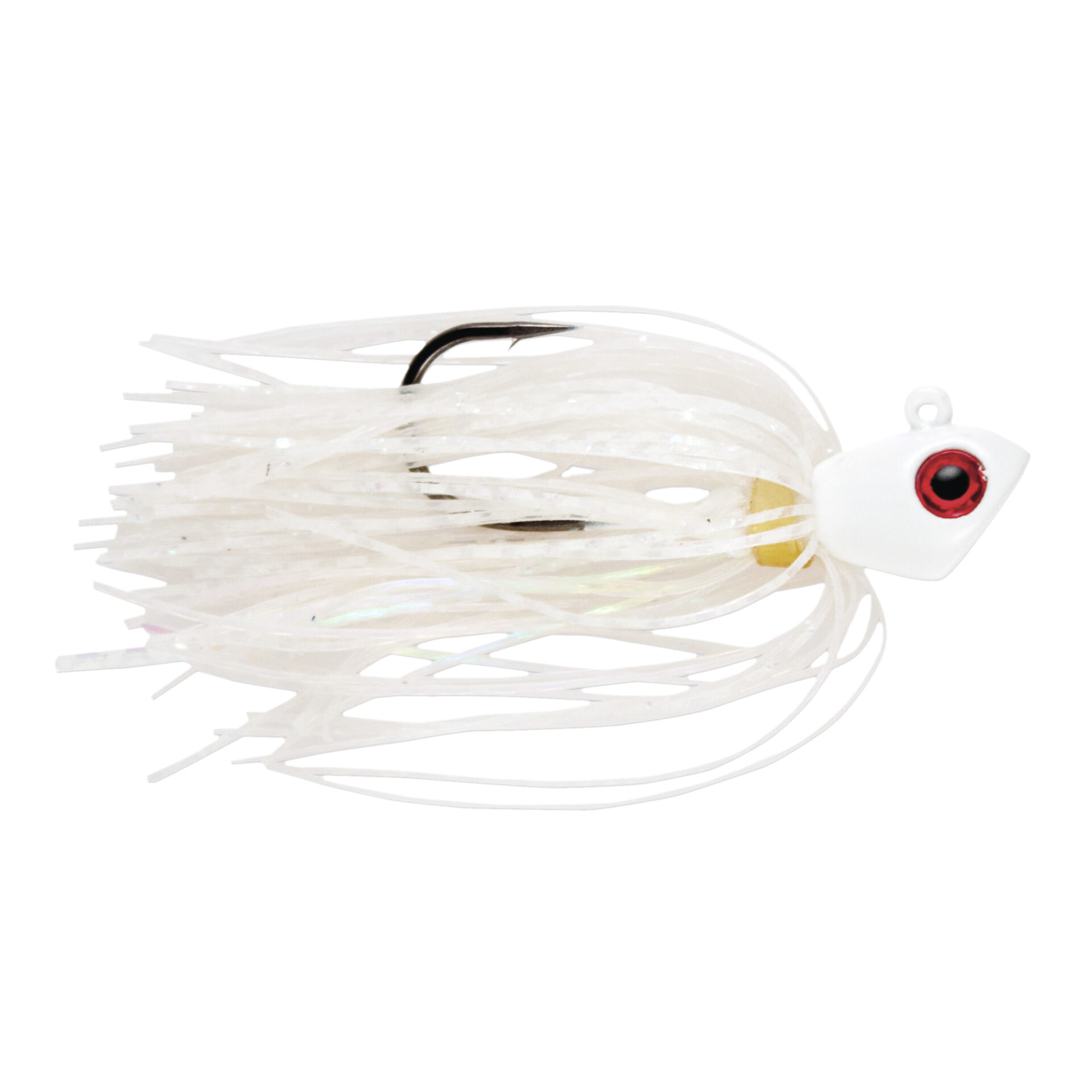 No Alibi, Alien Jig Inshore Series, Fluorescent White Skirt, 1/8 oz / 3.5 g White Head, 4/0 Hook, 3 pc