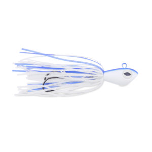 No Alibi, Alien Jig Offshore Series, Glow Blue/White Skirt, 4 oz / 113 g White/Blue Head, 5/0  Hooks (2)