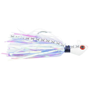 No Alibi, Alien Jig Inshore Series, Pearl Blue Skirt, 1/2 oz / 14.1 g White Head, 5/0 Hook, 3 pc