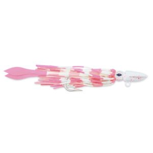 No Alibi, Alien Jig - Squid Head, 4 oz / 113.4 g, White/Pink Speckle Head, Glow White/Pink Skirt, Pink Squid Paws, 10/0 Hook