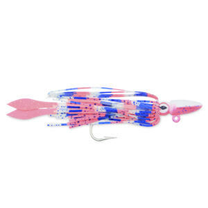 No Alibi, Alien Jig - Squid Head, 4 oz / 113.4 g, Pink/Blue Speckle Head, Pink/Clear/Blue Disco Skirt, Pink Squid Paws, 10/0 Hook