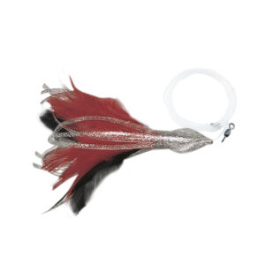 No Alibi, Dolphin Delight Rigged & Ready, Silvr/Black Skirt, 1/4 oz / 7.0 g Head, 4.5 in / 11.4 cm, 7/0 Mustad Hook, AFW Swivel, 130 lb / 58.9 kg Grand Slam Mono, 6 ft / 1.8 m