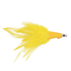 No Alibi, Trolling Feather Lure, Yellow Skirt, 1/4 oz / 7.08 g Head